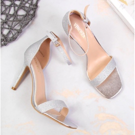 Sandalias plata Vinceza tacones altos 3