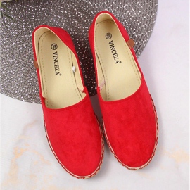 Alpargatas de mujer Vinceza rojas con abertura rojo 1