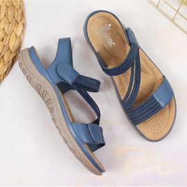 Sandalias deportivas mujer con velcro azul Rieker V8873-14 1