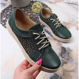 Zapatos cómodos de piel verde para mujer Helios 375 2