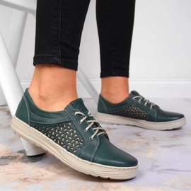 Zapatos cómodos de piel verde para mujer Helios 375 6