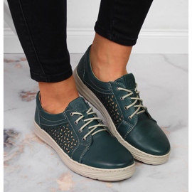 Zapatos cómodos de piel verde para mujer Helios 375 7