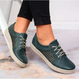 Zapatos cómodos de piel verde para mujer Helios 375 5