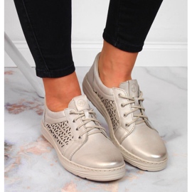 Zapatos cómodos mujer piel dorado Helios 375 6