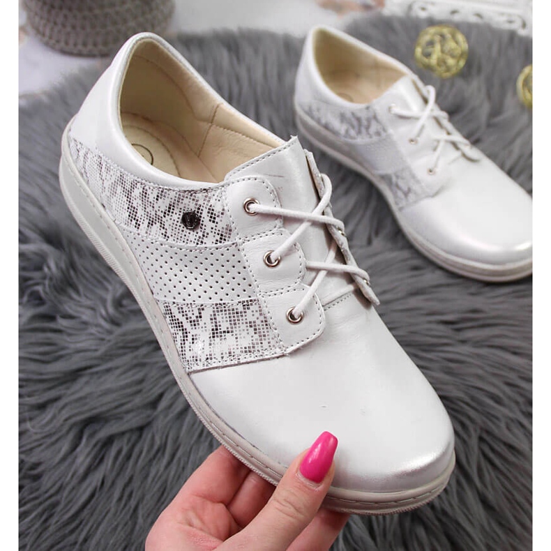 Zapatos cómodos mujer piel plata Helios 399 1