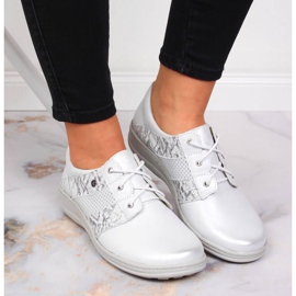 Zapatos cómodos mujer piel plata Helios 399 6