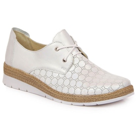 Zapatos cómodos mujer piel plata Helios 401 1