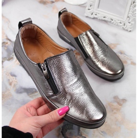 T.Sokolski Zapatos mujer de piel con cremallera plata T. Sokolski 2