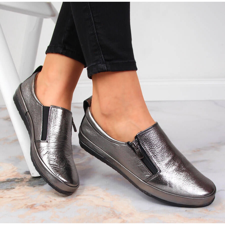 T.Sokolski Zapatos mujer de piel con cremallera plata T. Sokolski 1