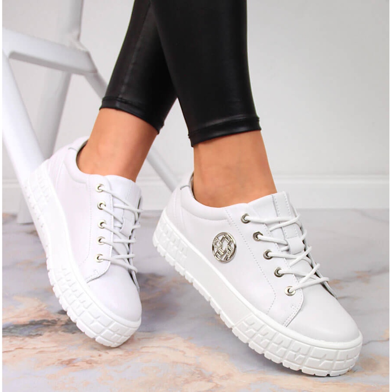 Zapatos mujer plataforma piel blanco Filippo 1