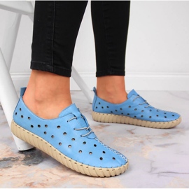 Zapatos piel calada azul confort Artiker 5