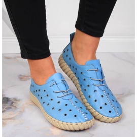 Zapatos piel calada azul confort Artiker 6