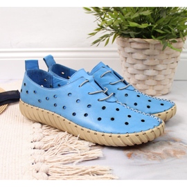 Zapatos piel calada azul confort Artiker 3
