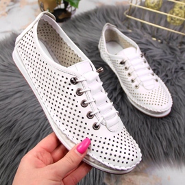 Zapatos mujer Artiker piel calada blanca 3