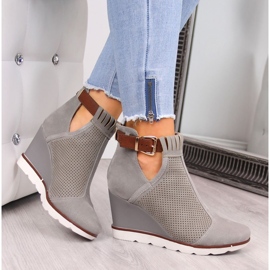 Gris Zapatillas cuña caladas grises Filippo 1