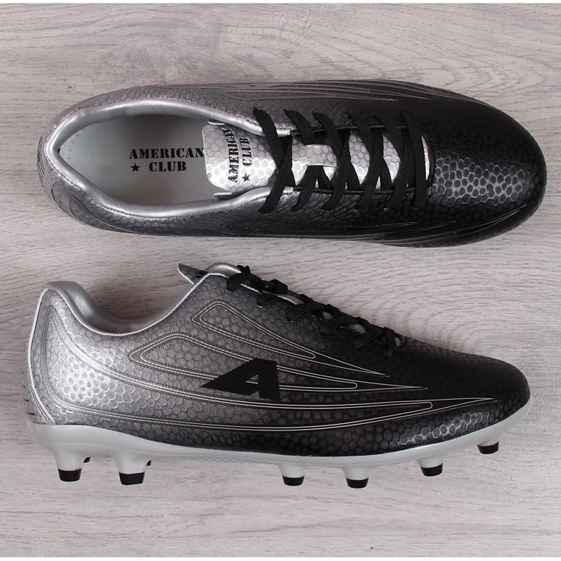 Botas de fútbol para hombre American Club negras y plateadas negro / plata plata 1