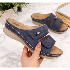 Cómodas zapatillas de casa mujer velcro azul marino eVento 1