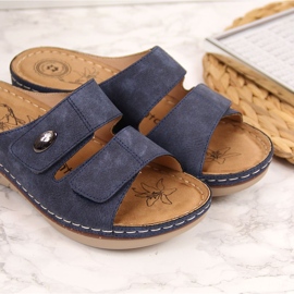 Cómodas zapatillas de casa mujer velcro azul marino eVento 3
