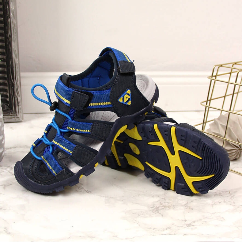 Sandalias niño con cierre velcro American Club azul marino 1