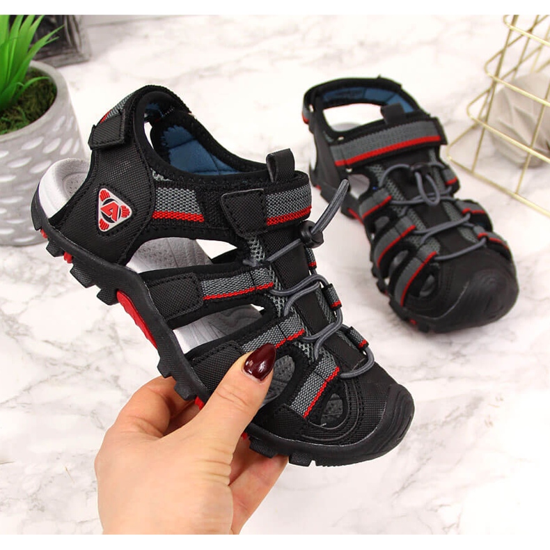 Sandalias niño con velcro negro American Club 2
