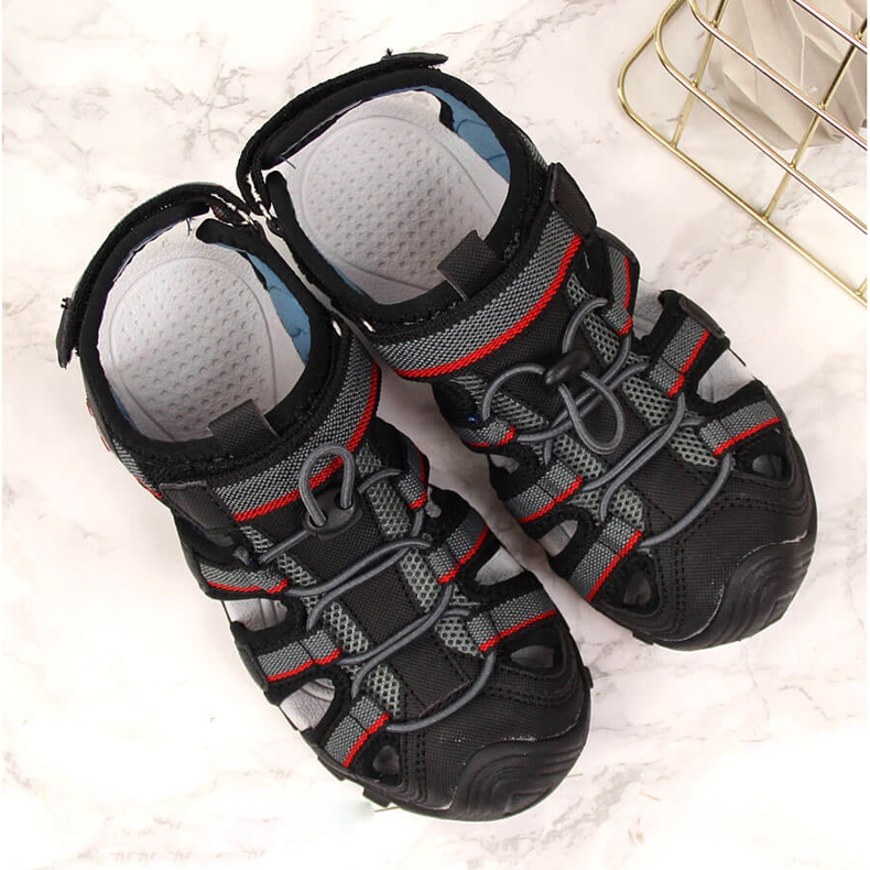 Sandalias niño con velcro negro American Club 1