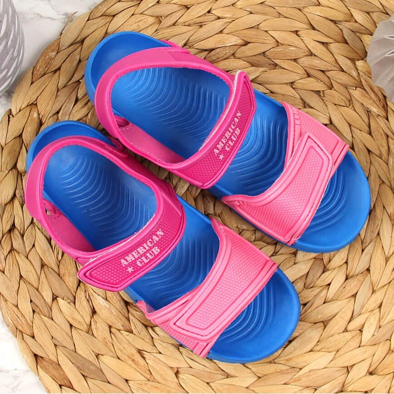 Sandalias de espuma con velcro American Club para niña rosa 2
