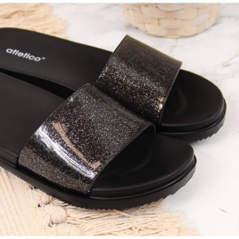 Chanclas de piscina de mujer Atletico negras con purpurina negro 3