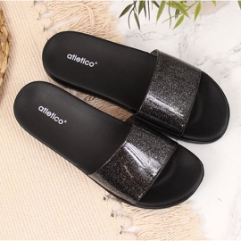 Chanclas de piscina de mujer Atletico negras con purpurina negro 4