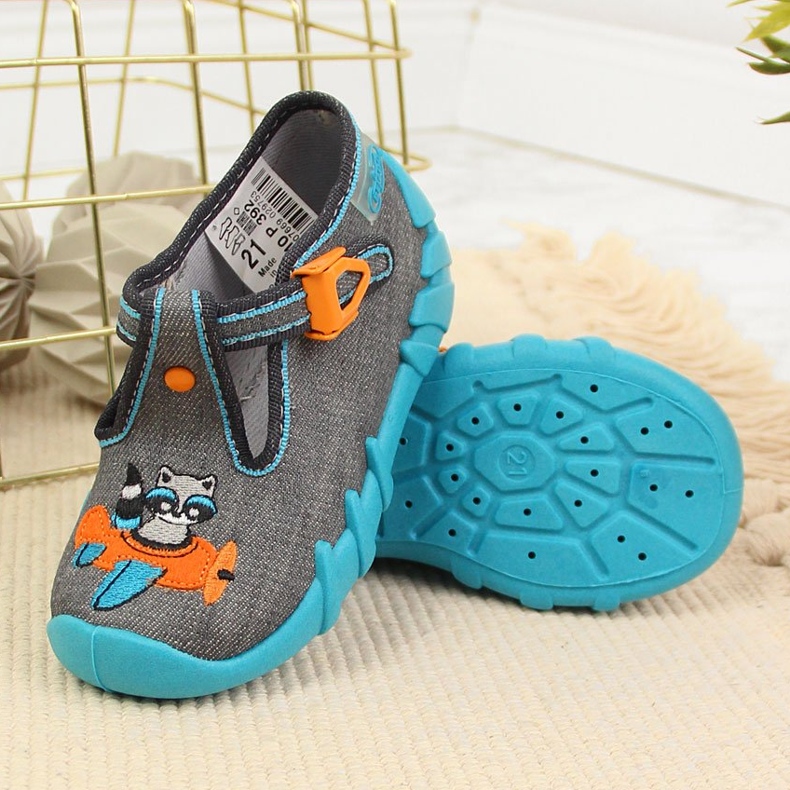 Zapatillas de estar por casa de niño, Befado gris y azul 2