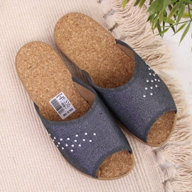 Zapatillas de estar por casa para mujer, punta abierta, Befado gris 2