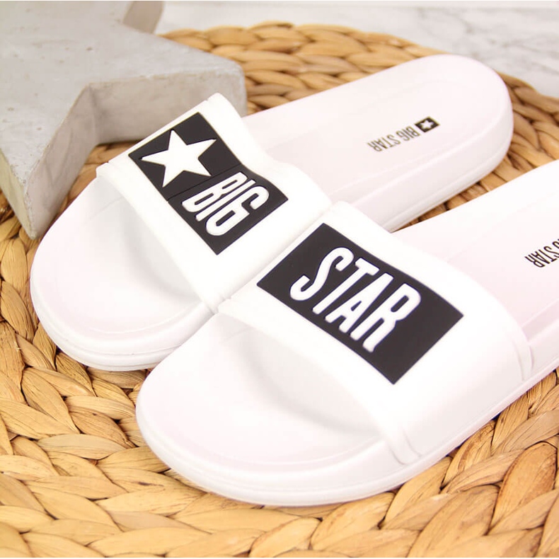 Zapatillas de casa para niños blancas para la piscina Big Star DD374151 blanco negro 1