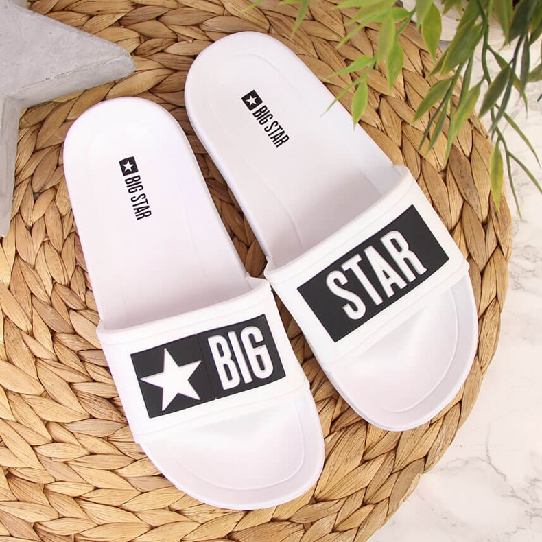 Zapatillas de casa para niños blancas para la piscina Big Star DD374151 blanco negro 2