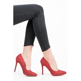 Ideal Shoes Bombas de purpurina en un alfiler rojo 4