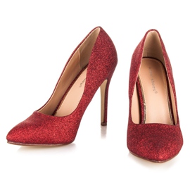 Ideal Shoes Bombas de purpurina en un alfiler rojo 1
