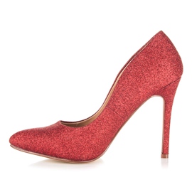 Ideal Shoes Bombas de purpurina en un alfiler rojo 2
