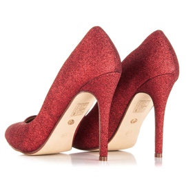 Ideal Shoes Bombas de purpurina en un alfiler rojo 3