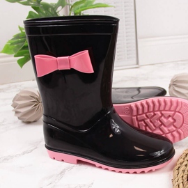 Chanclas de niña Black American Club con lazo negro 3