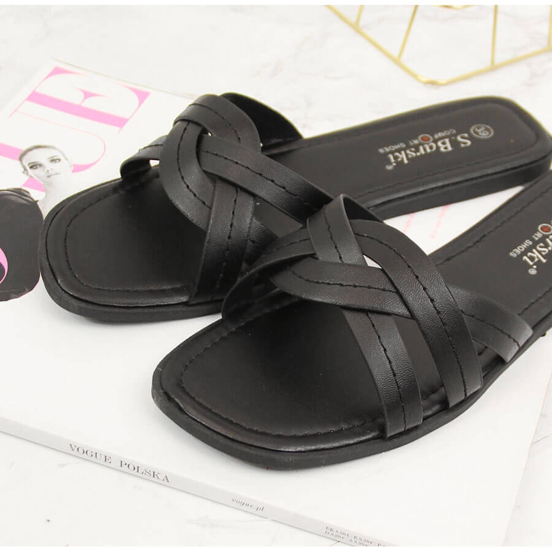 S.Barski Pantuflas planas mujer negras S. Barski negro 2