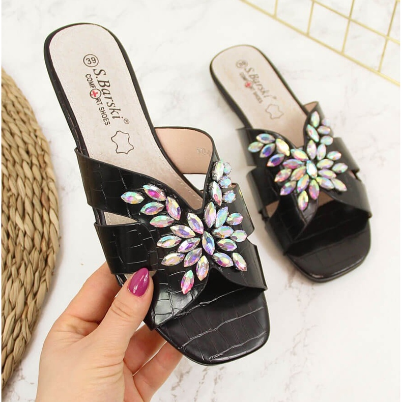 S.Barski Babuchas de mujer negras con piedras de S. Barski negro 2 S.Barski Babuchas de mujer negras con piedras de S. Barski negro 2