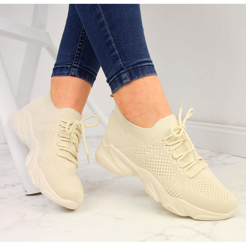 Deportivas calcetines mujer Filippo beige 1