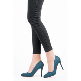 Ideal Shoes Bombas de purpurina en un alfiler azul 5