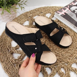 Babucha mujer cuña negra Vinceza negro 2