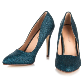 Ideal Shoes Bombas de purpurina en un alfiler azul 1