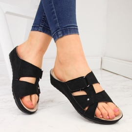 Babucha mujer cuña negra Vinceza negro 1