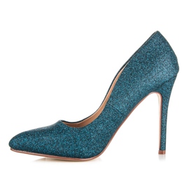 Ideal Shoes Bombas de purpurina en un alfiler azul 2