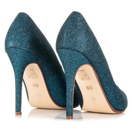 Ideal Shoes Bombas de purpurina en un alfiler azul 3