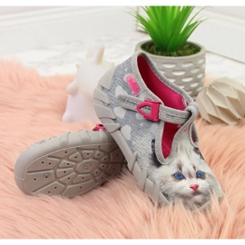 Pantuflas de niña para la guardería con el gatito Befado gris 3