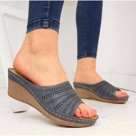 Babuchas mujer cuña Jezzi azul marino 5