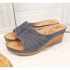Babuchas mujer cuña Jezzi azul marino 4
