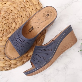 Babuchas mujer cuña Jezzi azul marino 3